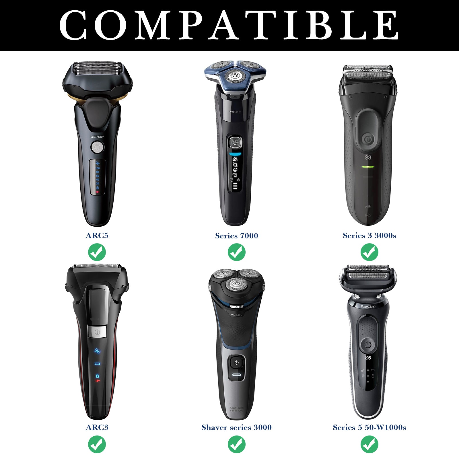 Linkidea Hard Shell Electric Shaver Travel Case, Compatible with Philips 2400, 3900, 7000, Trimmer Accessory Organizer Bag (Black)