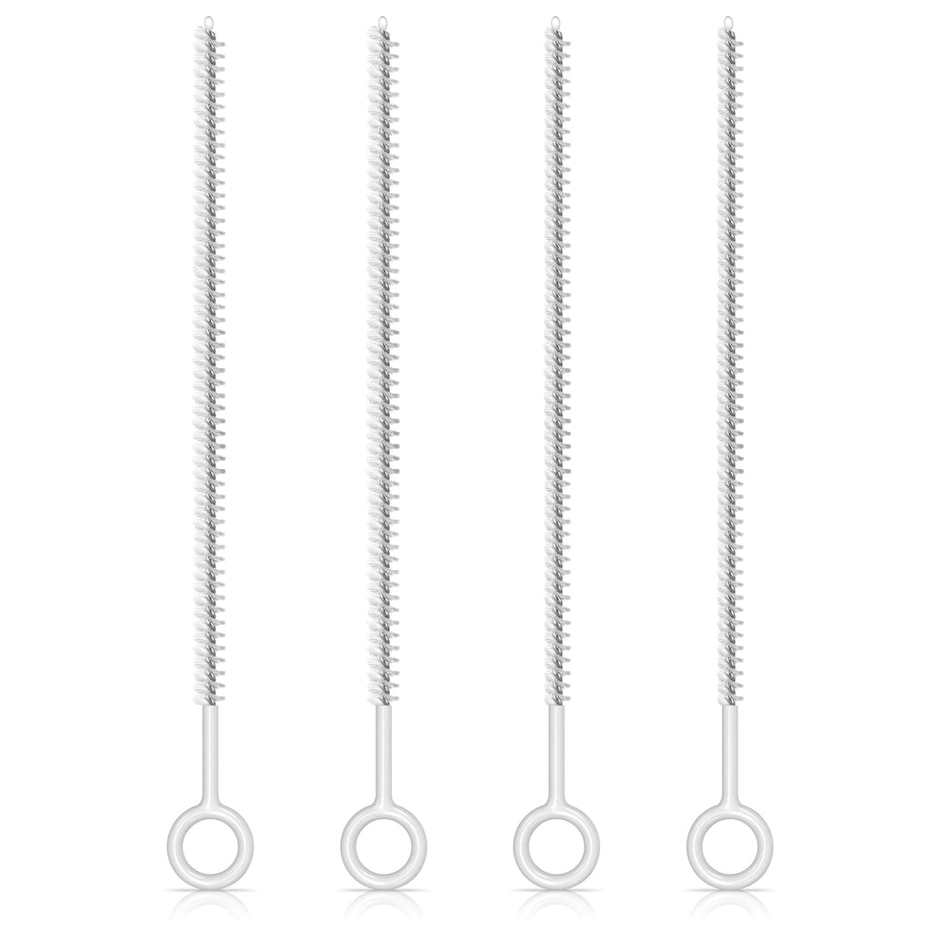 Linkidea Water Bottle Full Coverage Bristles Straw Cleaner Brush Set, 4 Pack with 2 Diameters Drinking Straw Cleaning Brush, 10 Inch Length Grip Handle Straw Brushes for Tumblers (6mm & 8mm)
