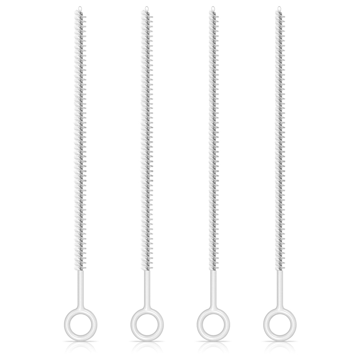 Linkidea Water Bottle Full Coverage Bristles Straw Cleaner Brush Set, 4 Pack with 2 Diameters Drinking Straw Cleaning Brush, 10 Inch Length Grip Handle Straw Brushes for Tumblers (6mm & 8mm)