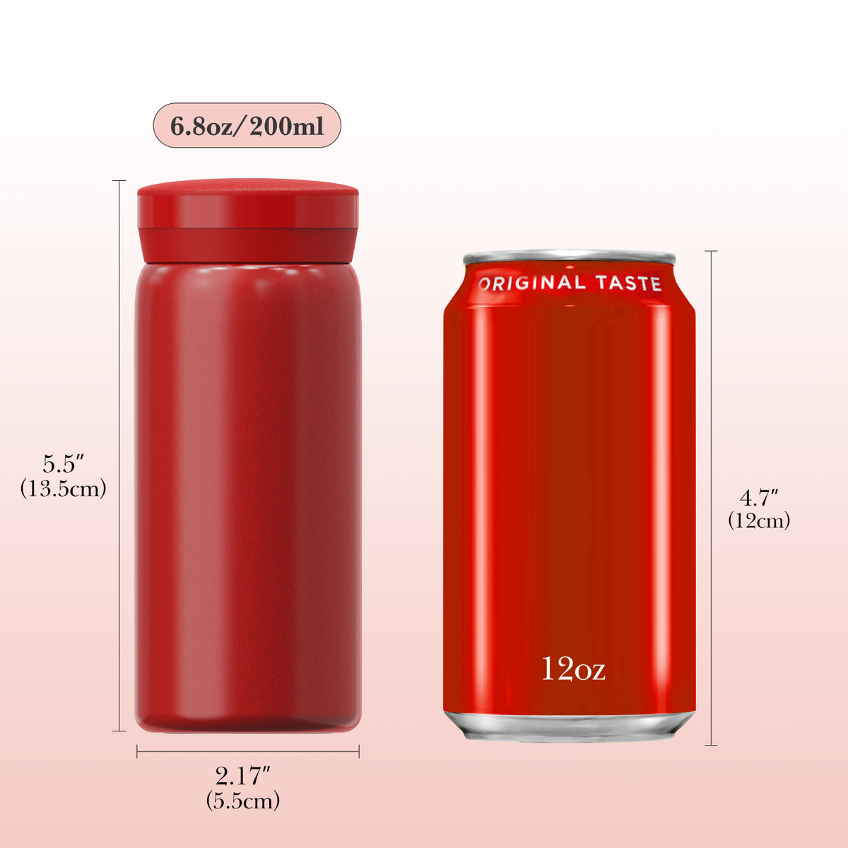 Linkidea 6.8oz (200ml) Mini Water Bottle, Vacuum Insulated Stainless Steel Bottle for Hot & Cold Drinks, Spill-Proof Small Bottle Fit Handbag, Purse and Pocket (Red)