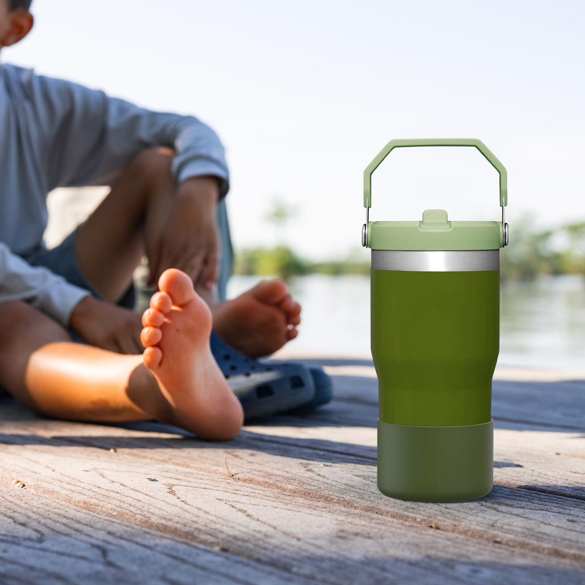Linkidea 2 Pack Water Bottle Boot Compatible with Stanley Quencher H2.0 20oz/30oz/40oz, IceFlow Flip 20oz/30oz Tumbler, Silicone Bottle Bottom Sleeve Cover Bumper Protector (Army Green)