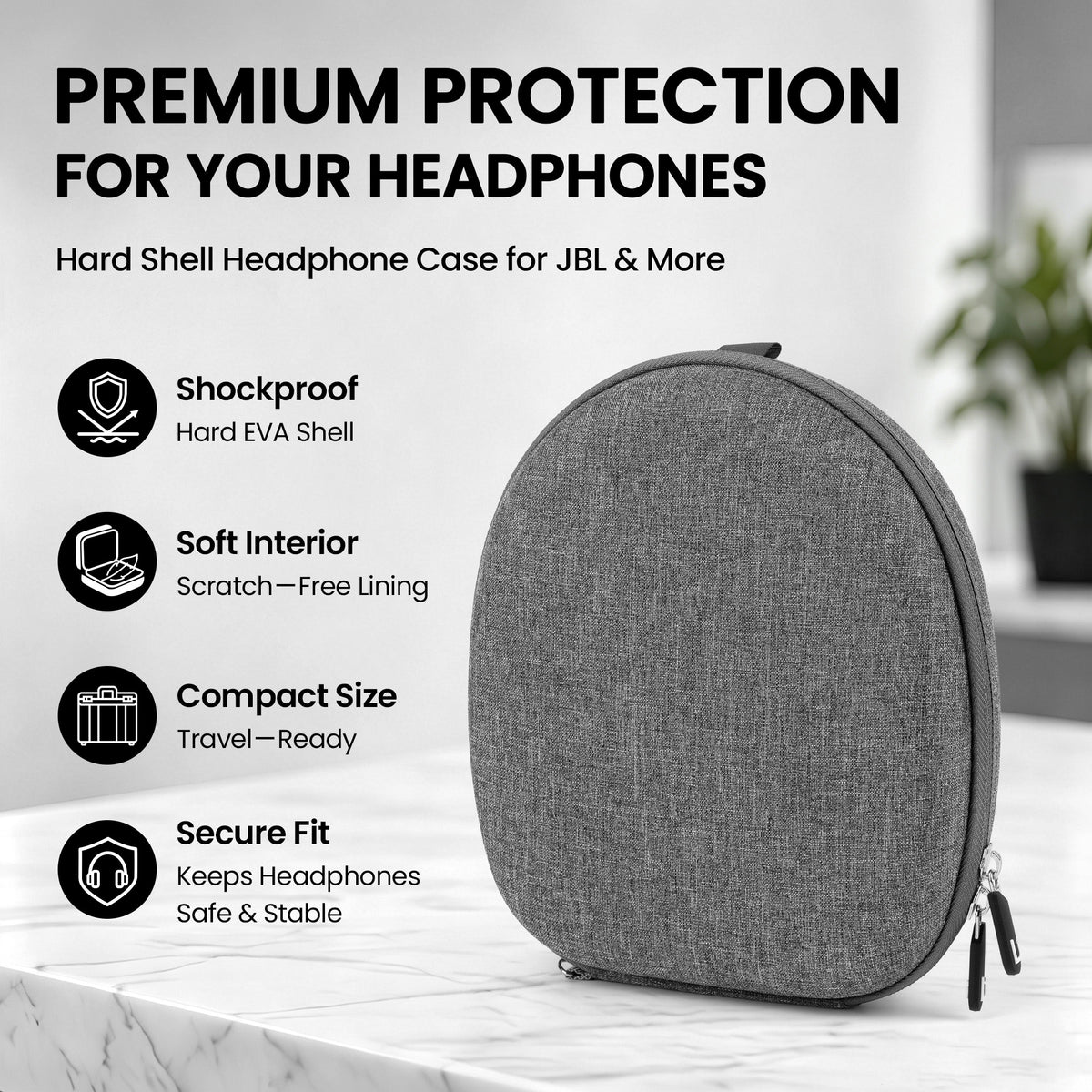 Linkidea Headphones Carrying Case Compatible with Bose QuietComfort Ultra II, QC 45/35/SE, AE2w, AE2, Protective Hard Shell Travel Bag with Cable, Charger Storage (Dark Grey)