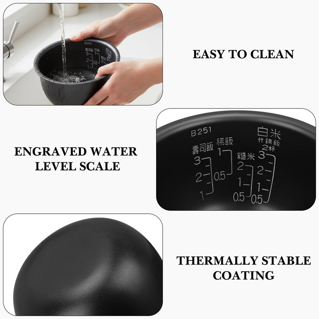 Linkidea Rice Cooker Aluminum Alloy Inner Pot Compatible with Zojirushi NS-LGC05XB,NS-LAC05, Dishwasher Safe, Replacement Bowl
