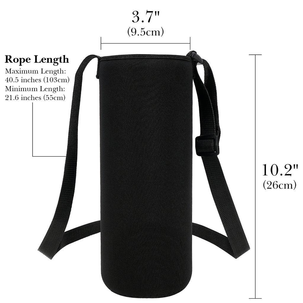 Linkidea Water Bottle Carrier with Shoulder Strap Compatible with Nalgene Sustain Wide Mouth 48oz Bottles, Insulated Neoprene Waterbottle Sling Bag Holder (Black)