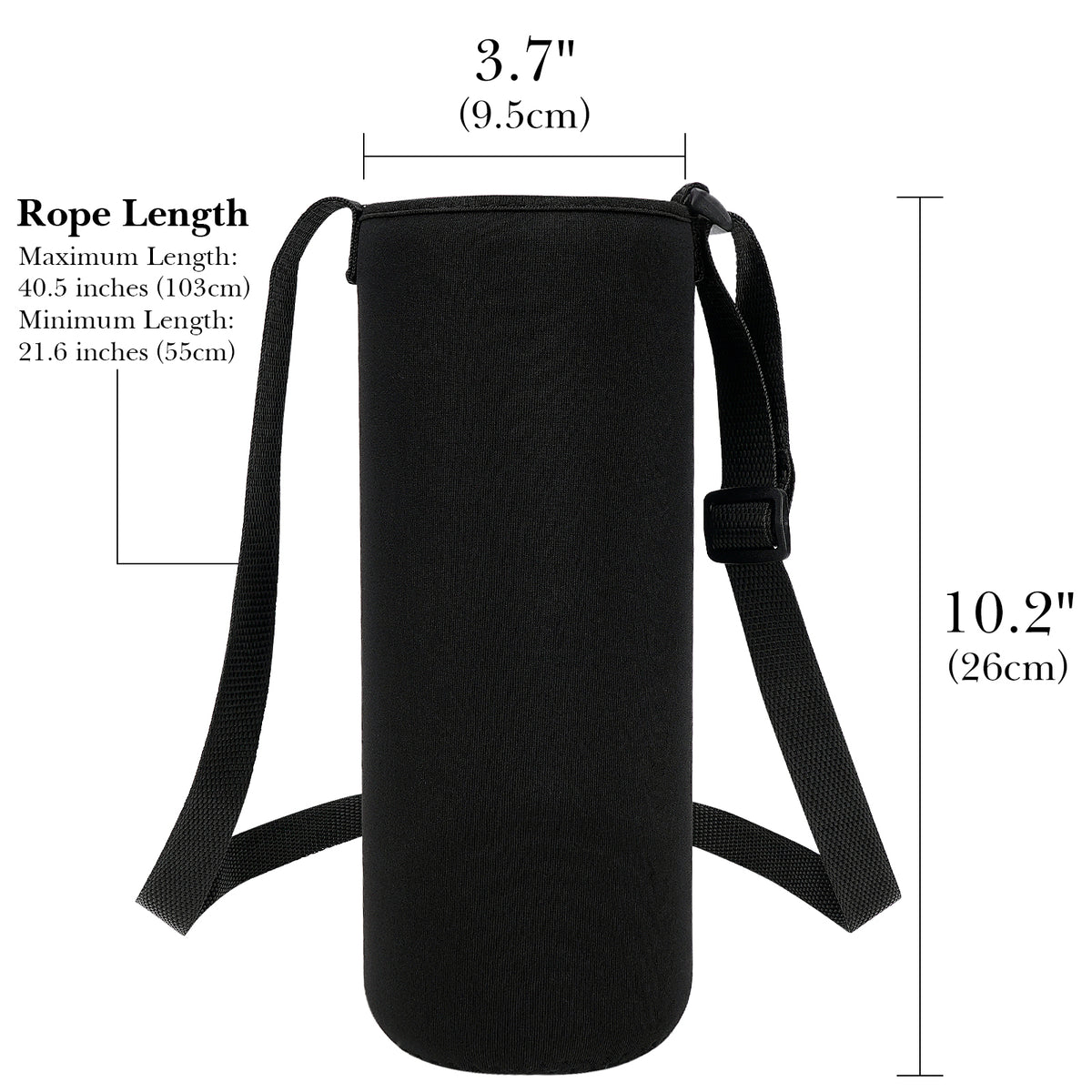 Linkidea Water Bottle Carrier with Shoulder Strap Compatible with Nalgene Sustain Wide Mouth 48oz Bottles, Insulated Neoprene Waterbottle Sling Bag Holder (Black)