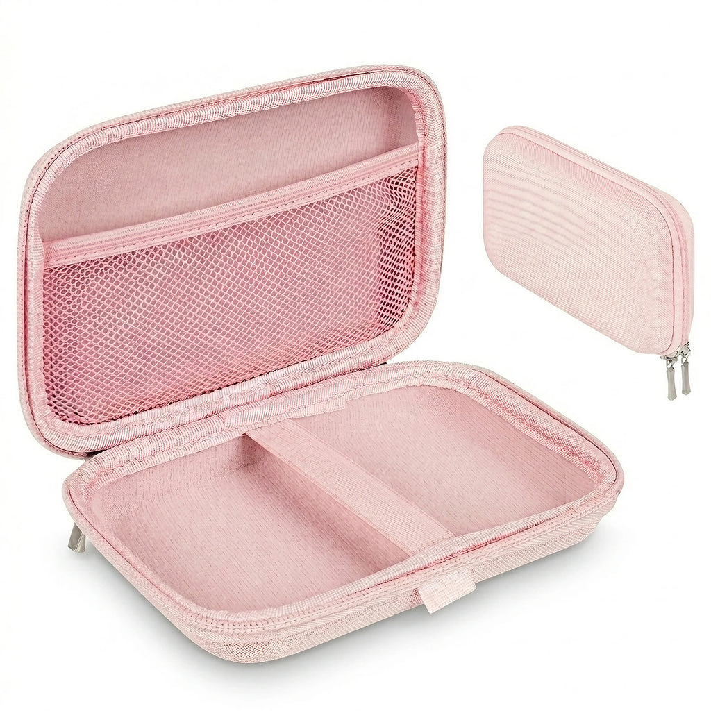 Linkidea Handheld Game Console Carrying Case, Shockproof Travel Storage Organizer Compatible with Mini Game Player Box for Charging Cable, EarPods, Batteries and Accessories (Pink)