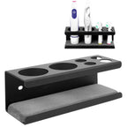 Linkidea Wall Mount Electric Toothbrush Holder, 2 Slots Aluminum Alloy Hanger with Draining Tray, Self Adhesive Organizer Compatible with Oral-B Pro 1000, Genuis X (Black)