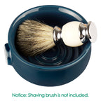 Linkidea Ceramic Shaving Soap Bowl with Non-slip Handle, Wide Mouth, Large Capacity, Easier to Lather Ridges, Wet Razor Shave Cream Bowl for Men (Navy Blue)