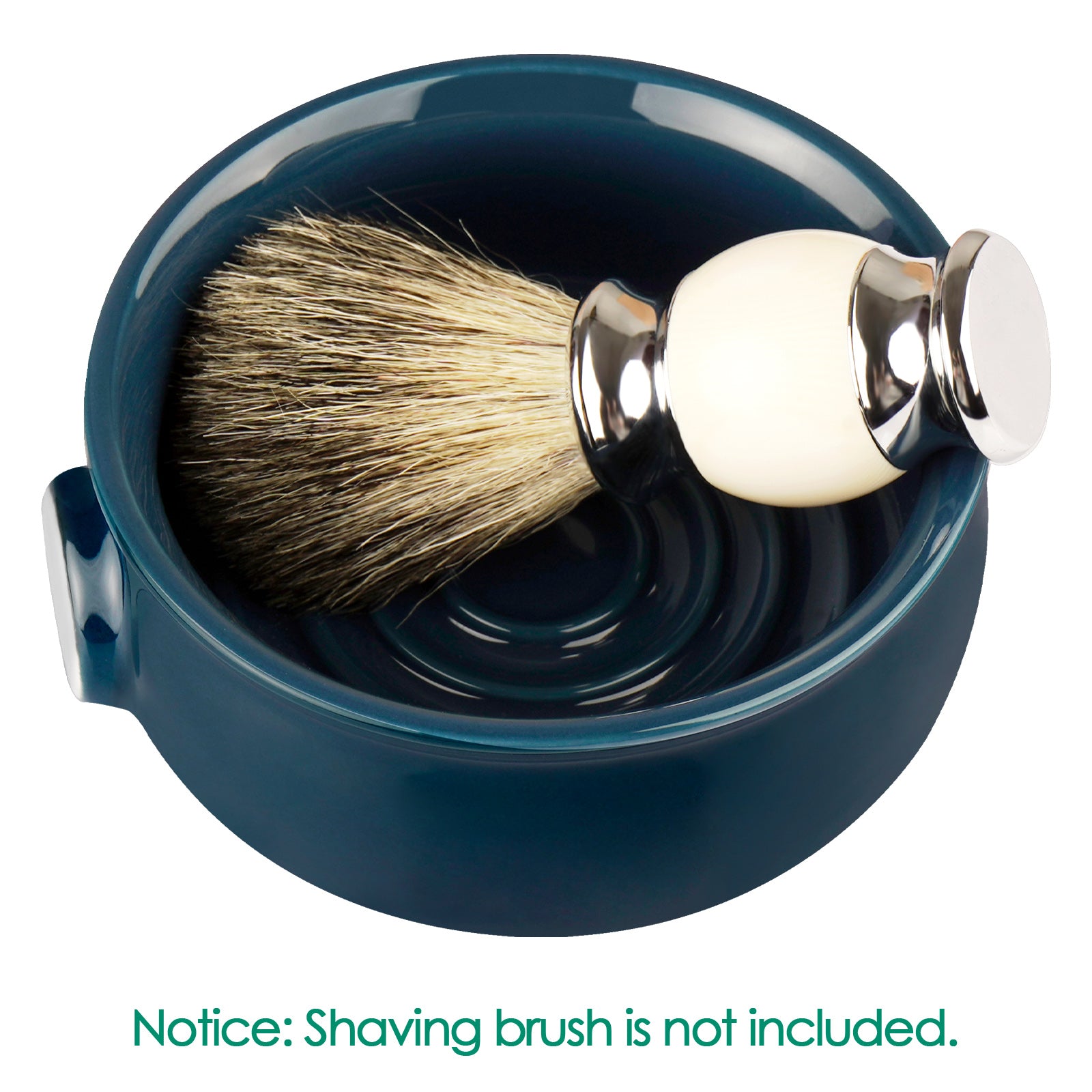 Linkidea Ceramic Shaving Soap Bowl with Non-slip Handle, Wide Mouth, Large Capacity, Easier to Lather Ridges, Wet Razor Shave Cream Bowl for Men (Navy Blue)