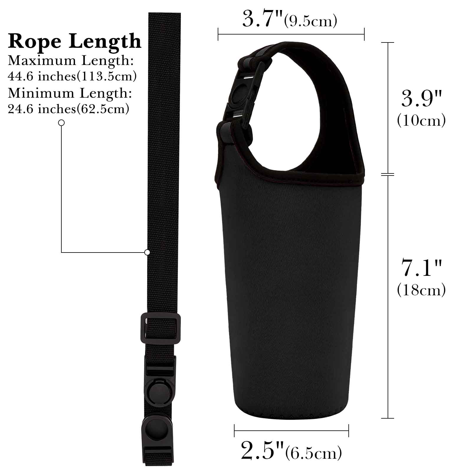 Linkidea 2 Pack Neoprene Tumbler Carrier with Strap Compatible with YETI Rambler Tumbler 30oz, Greens Steel Beast Tumbler 30oz, Waterbottle Sling Bag Holder with Shoulder Strap (Black)