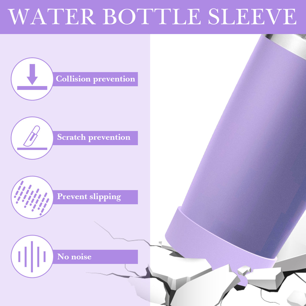 Linkidea 2 Pack Water Bottle Boot Compatible with YETI Tumbler 20oz/30oz, Travel Mug 20oz/30oz, Silicone Anti-Slip Waterbottle Bottom Sleeve Cover Protector (Violet)