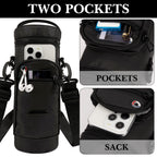 Linkidea Water Bottle Carrier with Strap Compatible with Nalgene Sustain Tritan 48oz, CamelBak, Thick Sports Waterbottle Sling Bag Holder, Shoulder Strap with Phone Pocket, Black
