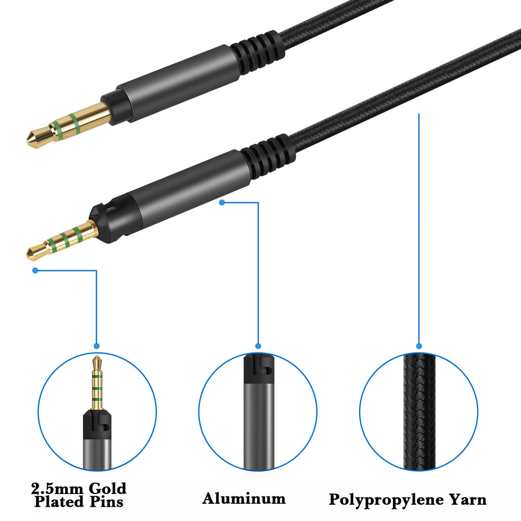 Linkidea Audio Cable for HD620S HD599 HD598SR HD579 HD569 HD560S HD559 HD558 HD550 HD505 HD400 PRO Headphones, 2.5mm to 3.5mm Replacement Aux Cord (5.6ft / 1.7m)