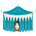 Corner Fleece Hideout Hammock for Small Animals, Cozy Hanging Cage Bed with Tassel Curtain, Soft Habitat Shelter with 3 Metal Hooks for Guinea Pigs, Rabbits, Rats, Ferrets, Chinchillas