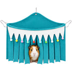 Corner Fleece Hideout Hammock for Small Animals, Cozy Hanging Cage Bed with Tassel Curtain, Soft Habitat Shelter with 3 Metal Hooks for Guinea Pigs, Rabbits, Rats, Ferrets, Chinchillas