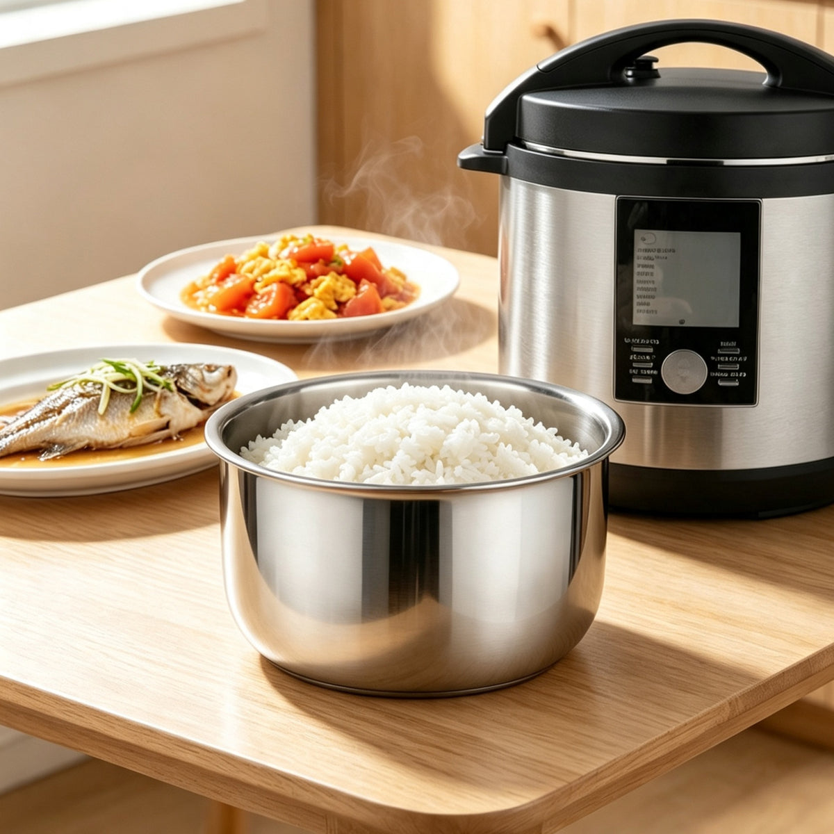 Linkidea 304 Stainless Steel Replacement Inner Pot Compatible with Aroma ARC-300SB Rice Cooker, Fagor LUX LCD 4 Qt & Elite Bistro EPC-445 Pressure Cookers, No Coating, Dishwasher Safe