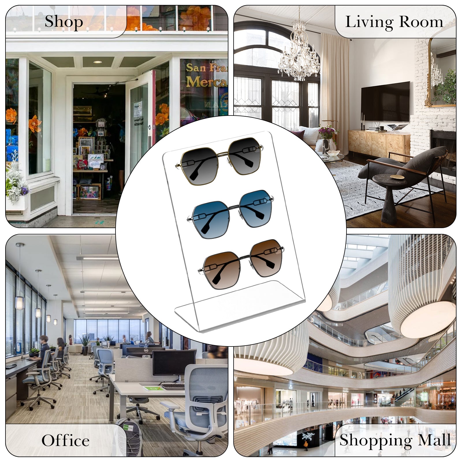 Extra Large Sunglasses Holder Stand, Clear Acrylic Eyewear Desk Display Organizer Compatible with Gucci GG0876S/GG0875S Balenciaga BB0201S/BB0166S