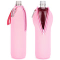 Linkidea 2 Pack Disposable Water Bottle Sleeve Compatible with Smartwater 33.8 Fl Oz, LIFEWTR 33.8 Fl Oz, Insulated Neoprene Bottled Water Cover Holder with Lockable Zipper, Pink