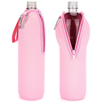 Linkidea 2 Pack Disposable Water Bottle Sleeve Compatible with Smartwater 33.8 Fl Oz, LIFEWTR 33.8 Fl Oz, Insulated Neoprene Bottled Water Cover Holder with Lockable Zipper, Pink