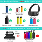 Linkidea Wide Mouth Water Bottle Lid with Handle Compatible with Hydro Flask Wide Mouth 12/16/18/20/32/40/64oz, Waterbottle Replacement Wide Mouth Flex Cap (Black)