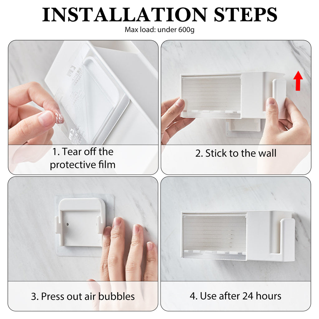 Linkidea 5-Slot Wall Mount Waterproof Toothbrush Holder for Bathroom, Plastic Organizer for Toothpaste, Compatible with Oral-B CrossAction, Colgate Renewal Manual Toothbrush (White)