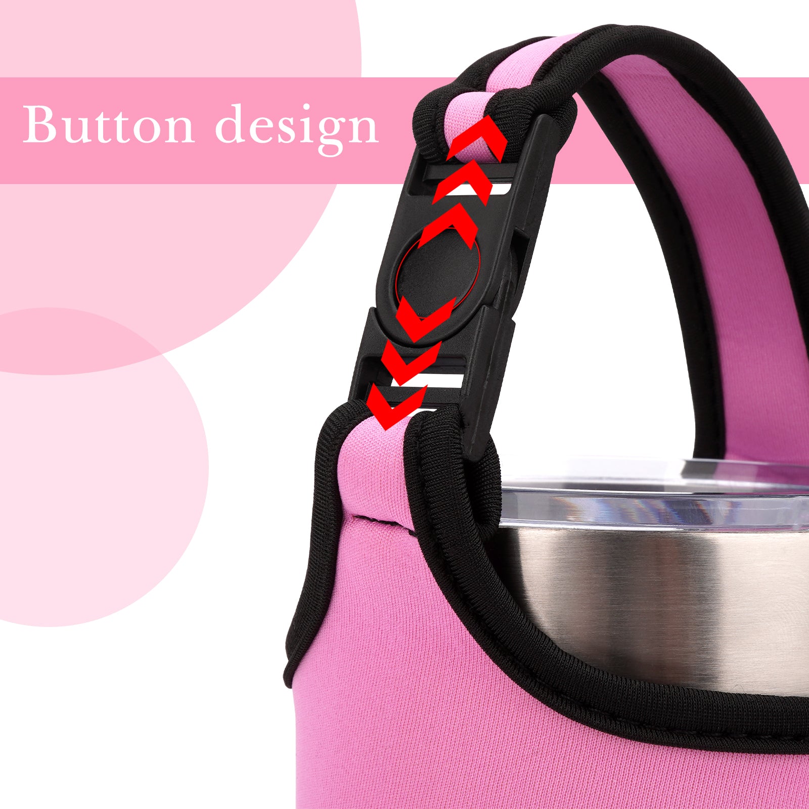 Linkidea 2 Pack Neoprene Tumbler Carrier with Strap Compatible with YETI Rambler Tumbler 30oz, Greens Steel Beast Tumbler 30oz, Waterbottle Sling Bag Holder with Shoulder Strap (Pink)