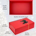 Linkidea Quick Assemble Luxury Gift Box with Magnetic Closure, Large Packaging Box with Ribbon, Shredded Paper Card, Compatible with JBL, Beats, Bose Over-Ear Headphone Gifts (Red)