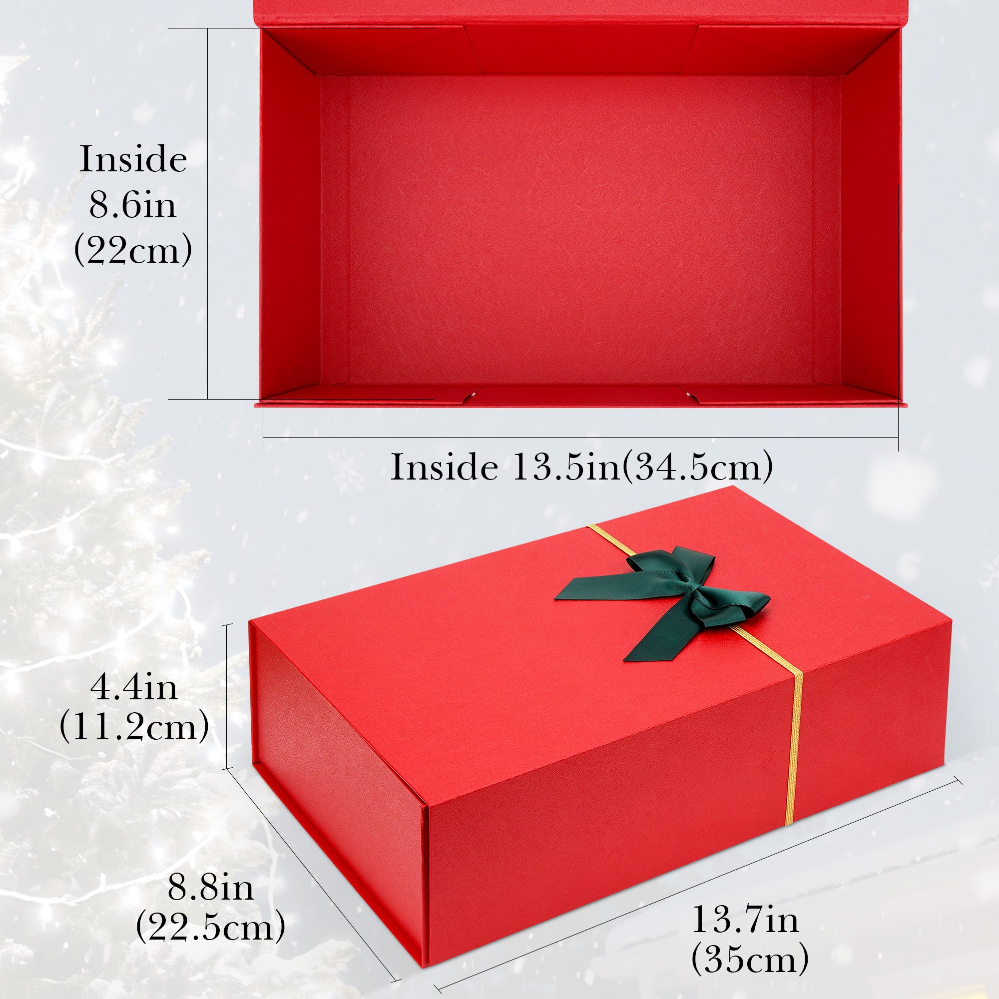 Linkidea Quick Assemble Luxury Gift Box with Magnetic Closure, Large Packaging Box with Ribbon, Shredded Paper Card, Compatible with JBL, Beats, Bose Over-Ear Headphone Gifts (Red)