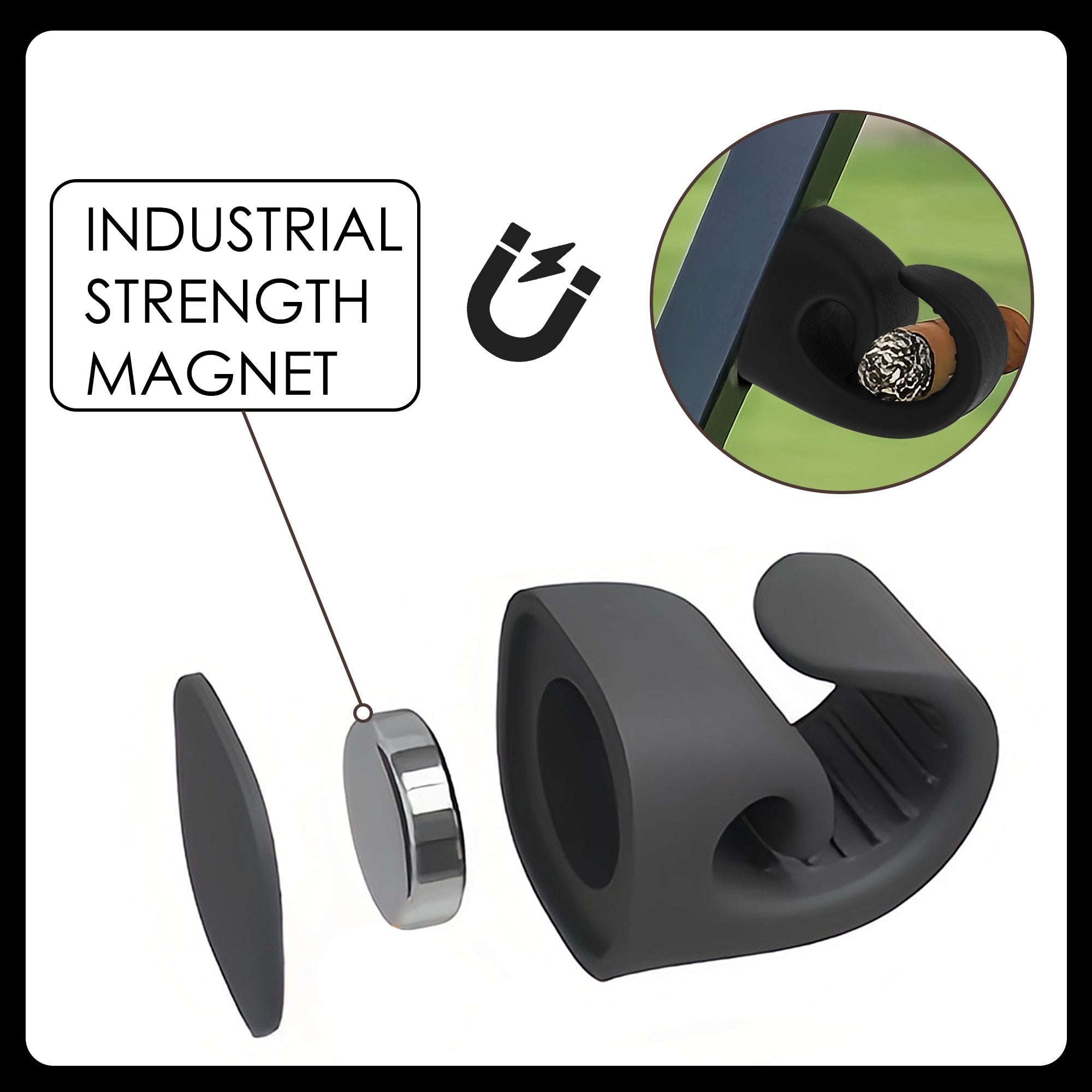 Linkidea Magnetic Cigar Holder Golf Cart Accessories, Cigar Gifts for Men, Cigar Holder Fits Golf Carts, Beach Chairs, Fishing Rods (Black)