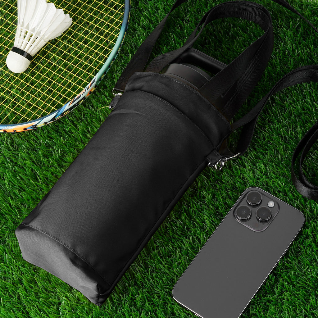 Linkidea Water Bottle Carrier with Strap Compatible with YETI Rambler Bottle 18oz, Owala FreeSip 24oz, Lightweight Waterbottle Sling Bag Holder with Shoulder Strap for Travel, Black