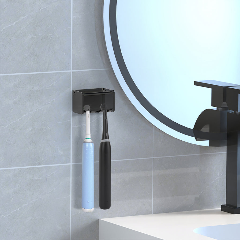 Linkidea Electric Acrylic Toothbrush Holder, 3 Slots Organizer Stand Compatible with Oral-B iO Series, Smart 1500, Pro 3000 (Black)