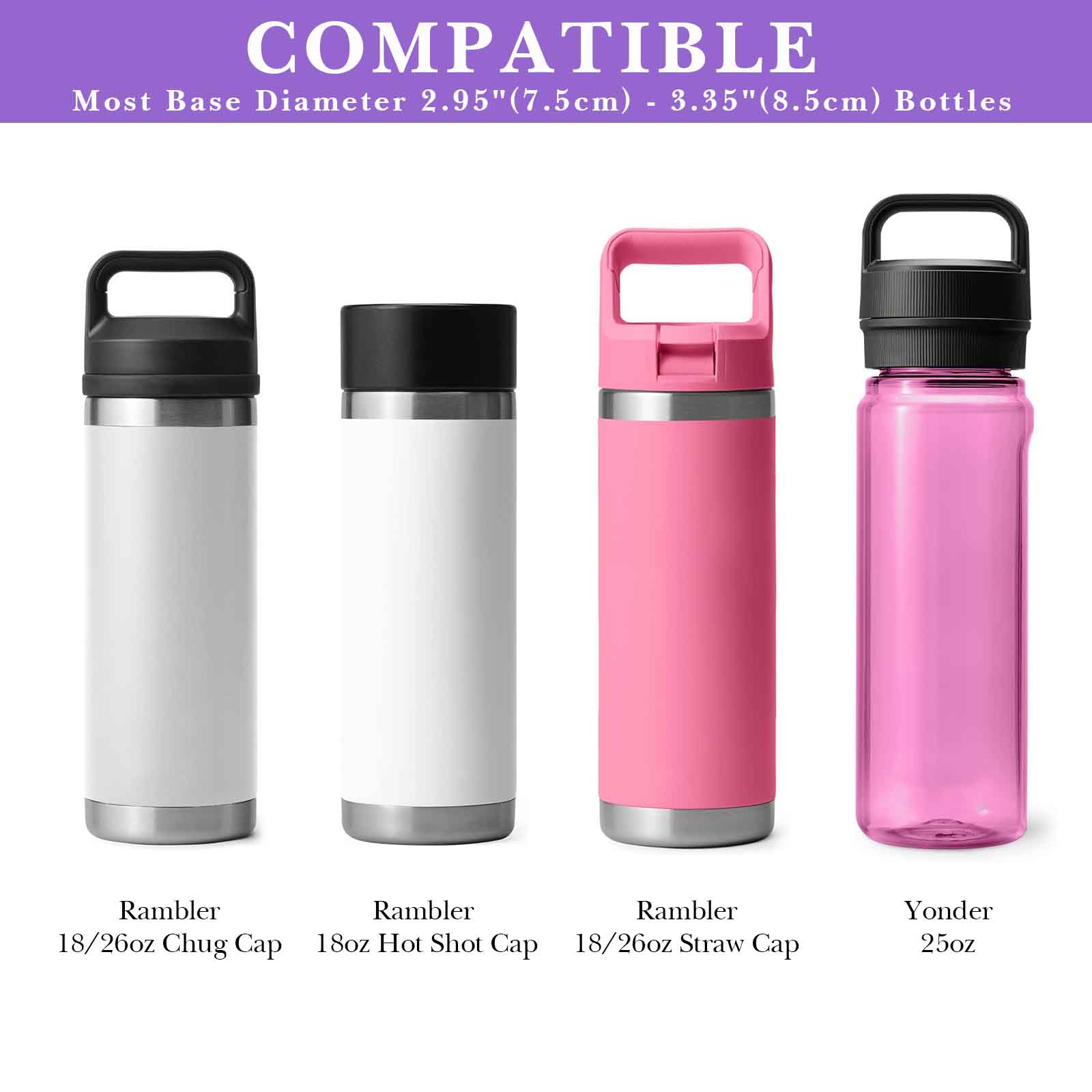 Linkidea Neoprene Water Bottle Carrier with Strap Compatible with YETI Rambler Bottle 18oz/26oz, Yonder 25oz, Insulated Waterbottle Sling Bag with Shoulder Strap, Light Purple