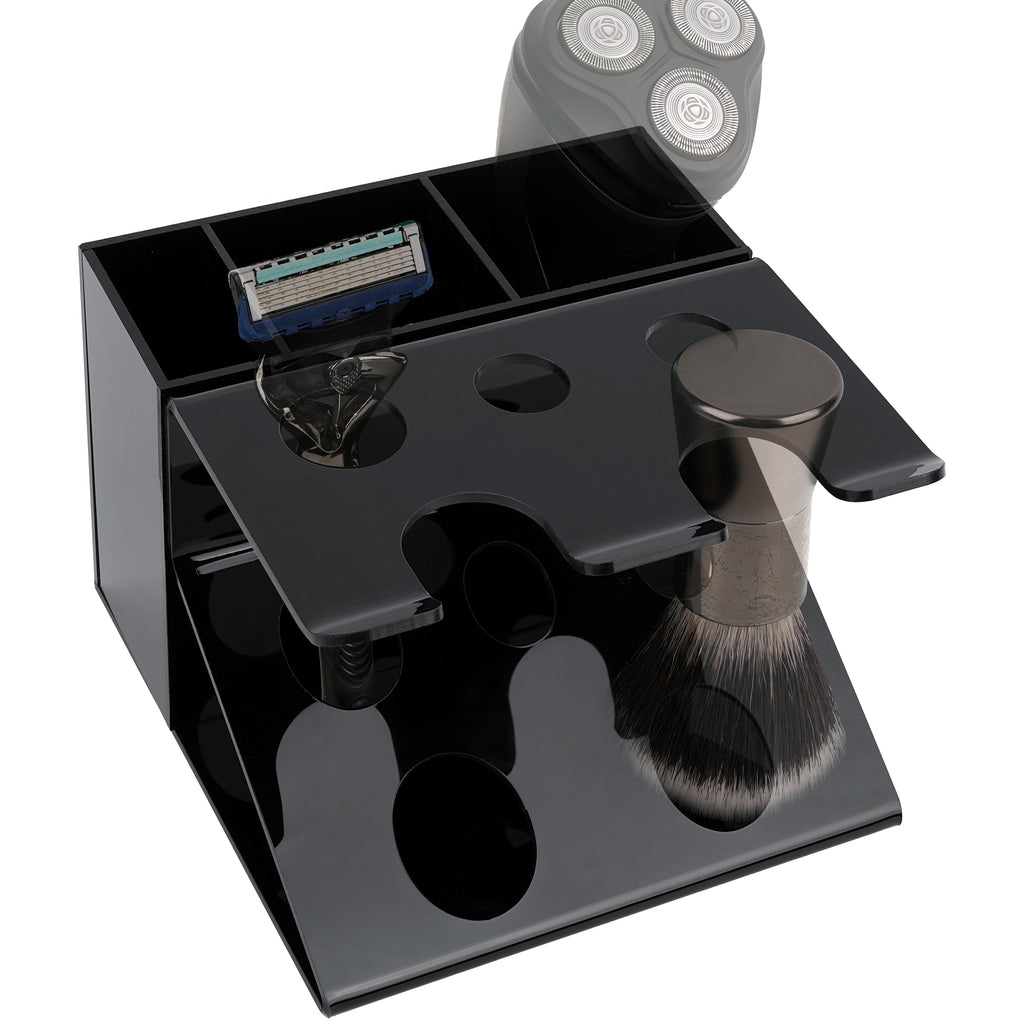 Linkidea Electric Shaver and Razor Stand, Shaving Gel Organizer Holder, Compatible with GilletteLabs Exfoliating Bar, Heated Razor, ProGlide Shield Power (Black)