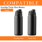 Linkidea 2 Pack Water Bottle Boot Compatible with Owala FreeSip 32oz, Twist 32oz, Silicone Anti-Slip Bottle Bottom Bumper Protector (Orange)