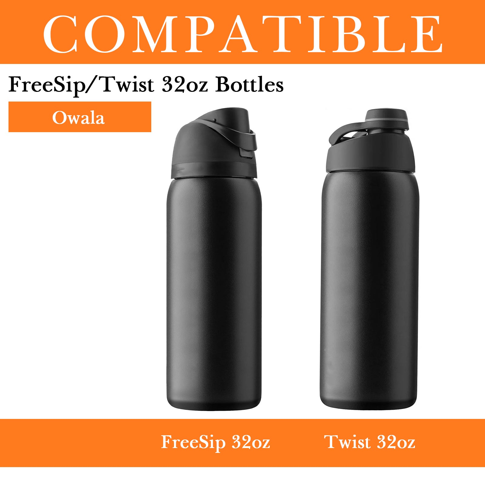 Linkidea 2 Pack Water Bottle Boot Compatible with Owala FreeSip 32oz, Twist 32oz, Silicone Anti-Slip Bottle Bottom Bumper Protector (Orange)
