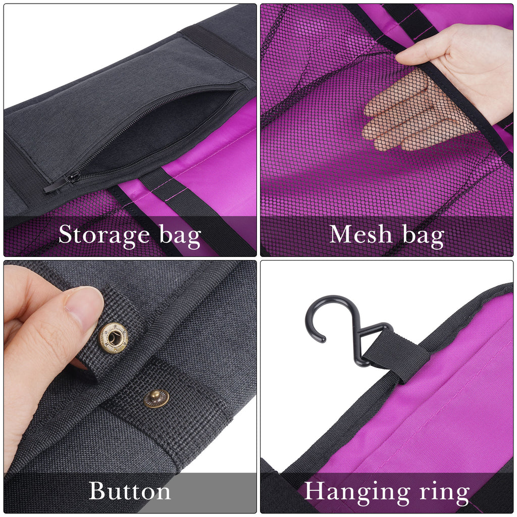 Linkidea Hair Extension Hanger with Storage Bag, 27.1-Inch Travel Hairpiece Holder Organizer, 4-Hook Large Capacity Carrier for Wigs, Weaves, Clip In Extensions, Bundles, Black