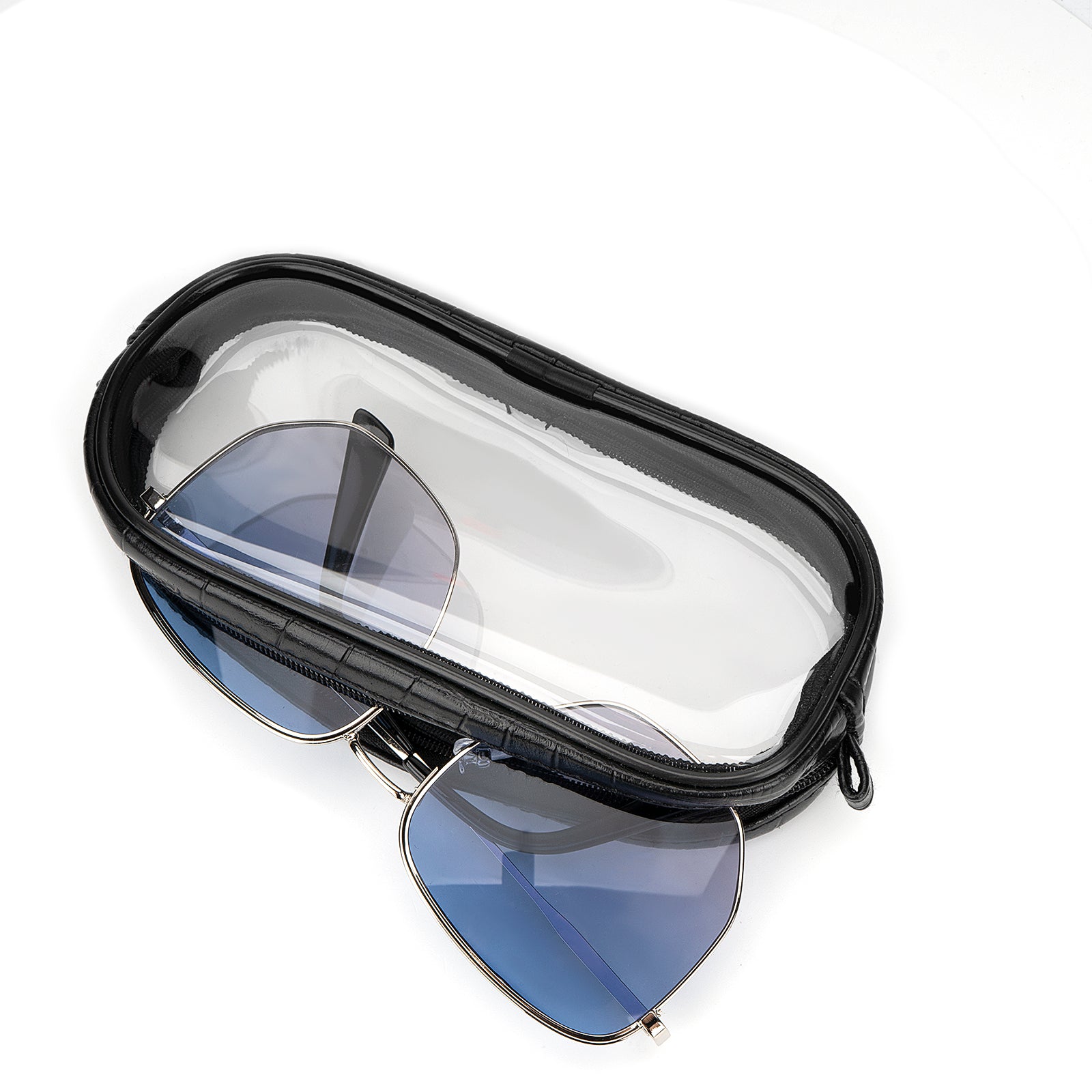 Extra Large Sunglasses Pouch Case with Zipper, 2 Pack Vegan Leather Sunspecs Organizer Soft Bag Compatible with Rayban RB3647N RB2197 RB0360S Persol PO3314S PO3311S PO1006S