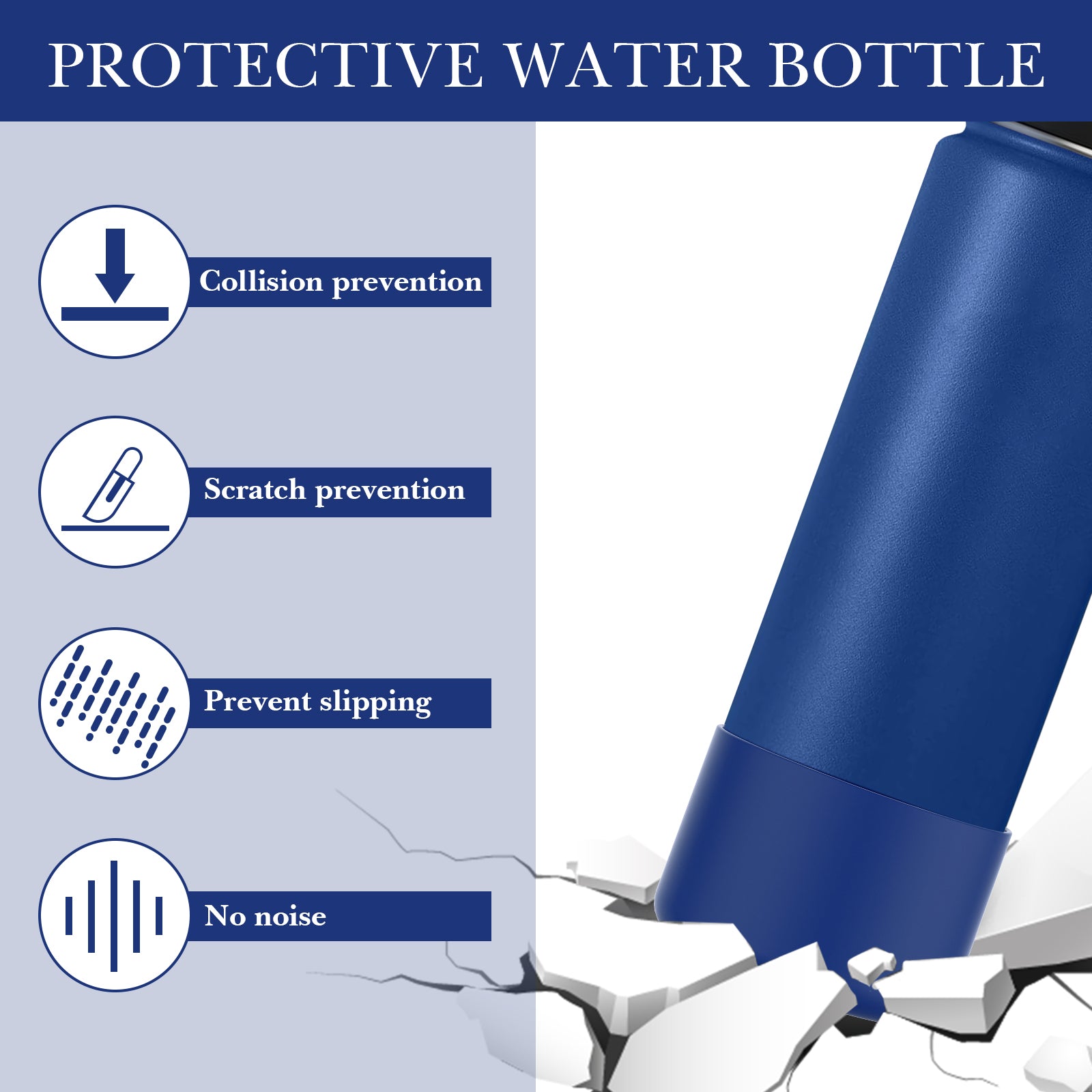 Linkidea 2 Pack Water Bottle Boot Compatible with IRON °FLASK Wide/Narrow Mouth 12oz/14oz/16oz/18oz/20oz/22oz/24oz, Silicone Bottle Bottom Sleeve Cover Bumper Protector (Cobalt)