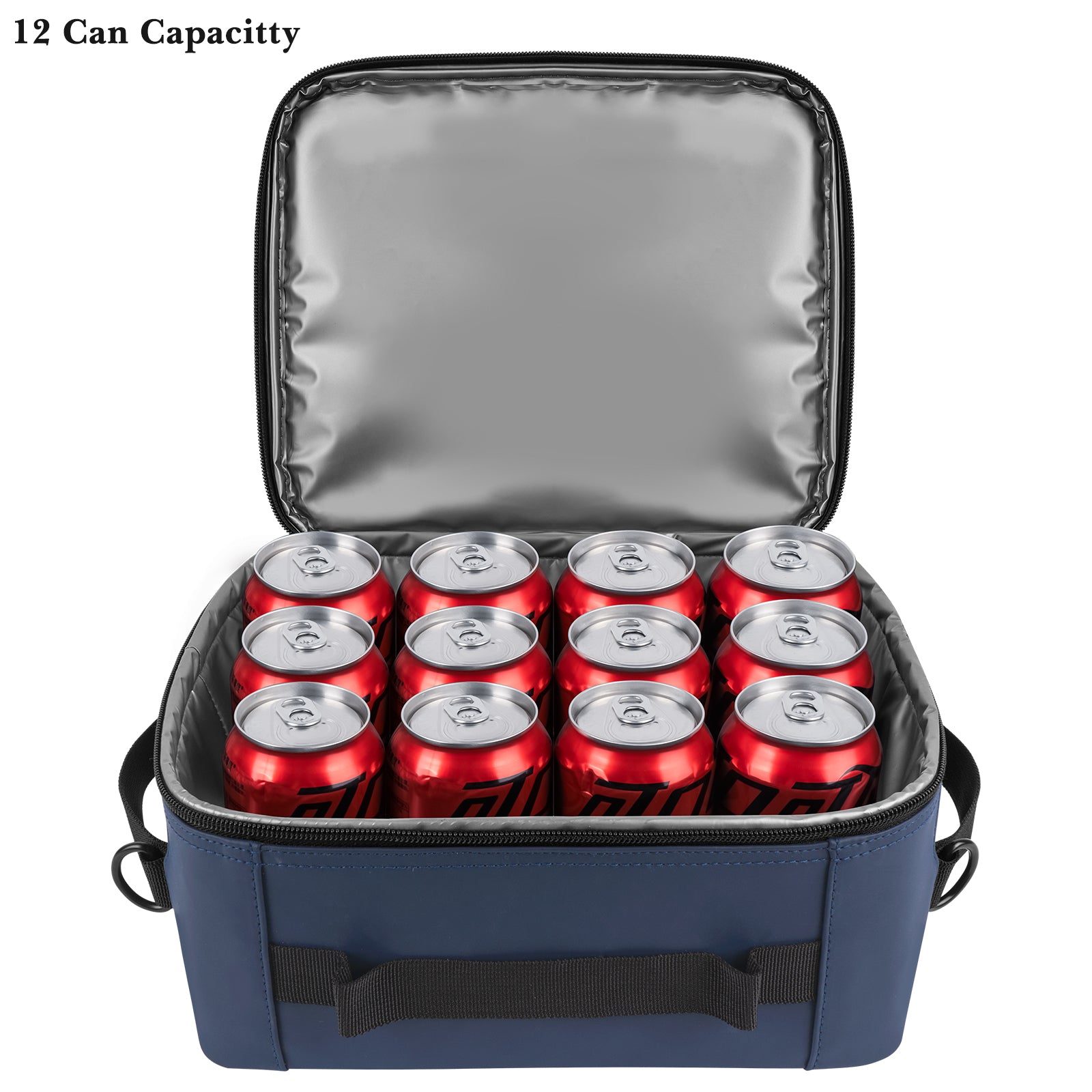 Linkidea Large Capacity Insulated 12 Can Lunch Cooler, Hard Shell Molded Bottom, Water-Resistant Exterior, Day Trip Lunch Box, Reusable Lightweight Cooler Bag (Navy Blue)
