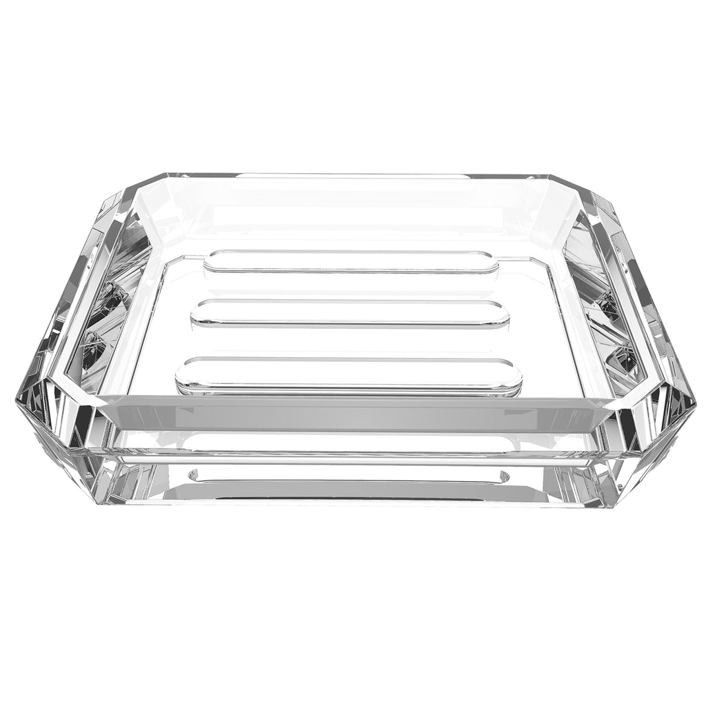 Linkidea 2 Pack Rectangle Glass Soap Dish, Bar Soap Sponge Holder for Bathroom Shower Countertop, Soap Saver Tray Plate (Clear)