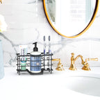 Linkidea Electric Toothbrush Holder, Stainless Steel Bathroom Storage Organizer Stand Rack, Ventilated Countertop 6 Slots for Toothpaste, Cleanser, Comb, Razor (Black)