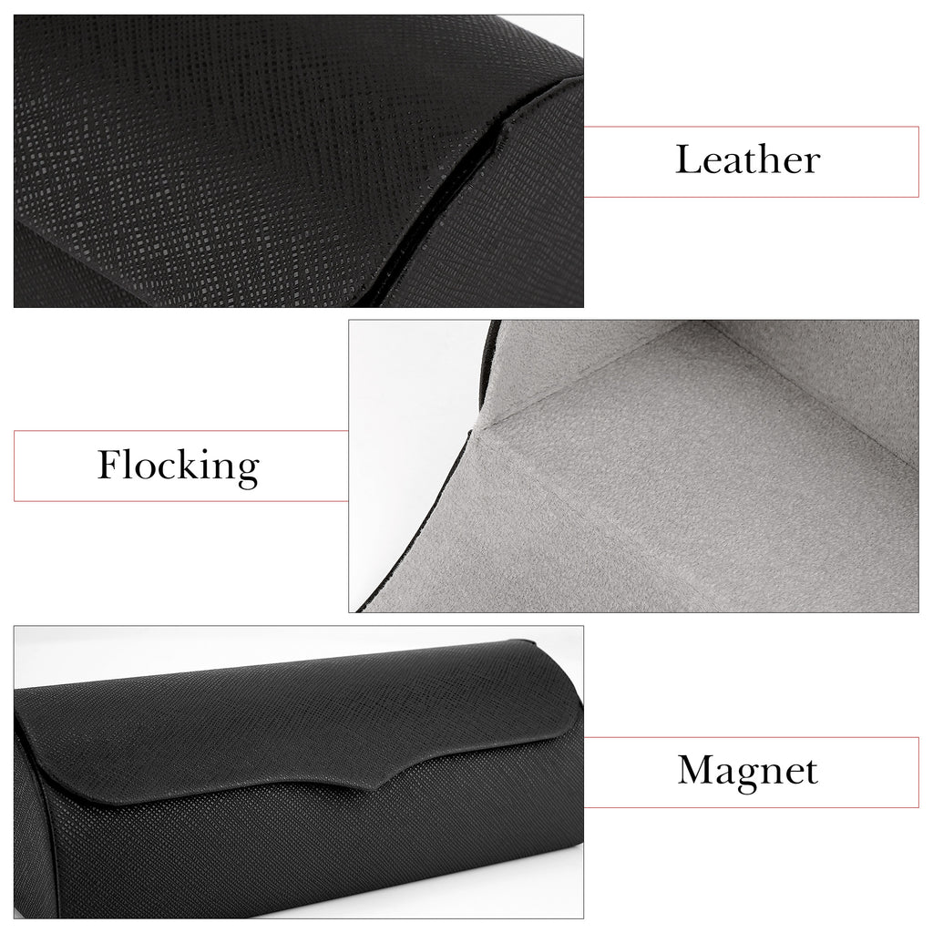 Extra Large Hard Shell Sunglasses Case, Vegan Leather Sun Glasses Storage Organizer Compatible with Rayban RBS0101S/RB8097/RB8089 (XL / Black)