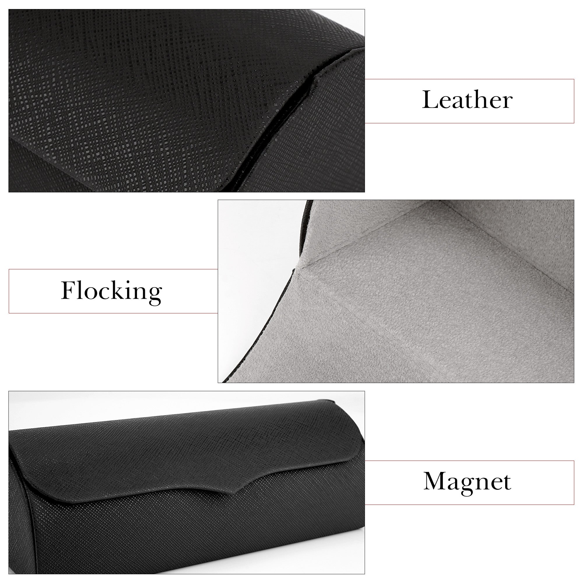 Extra Large Hard Shell Sunglasses Case, Vegan Leather Sun Glasses Storage Organizer Compatible with Rayban RBS0101S/RB8097/RB8089 (XL / Black)