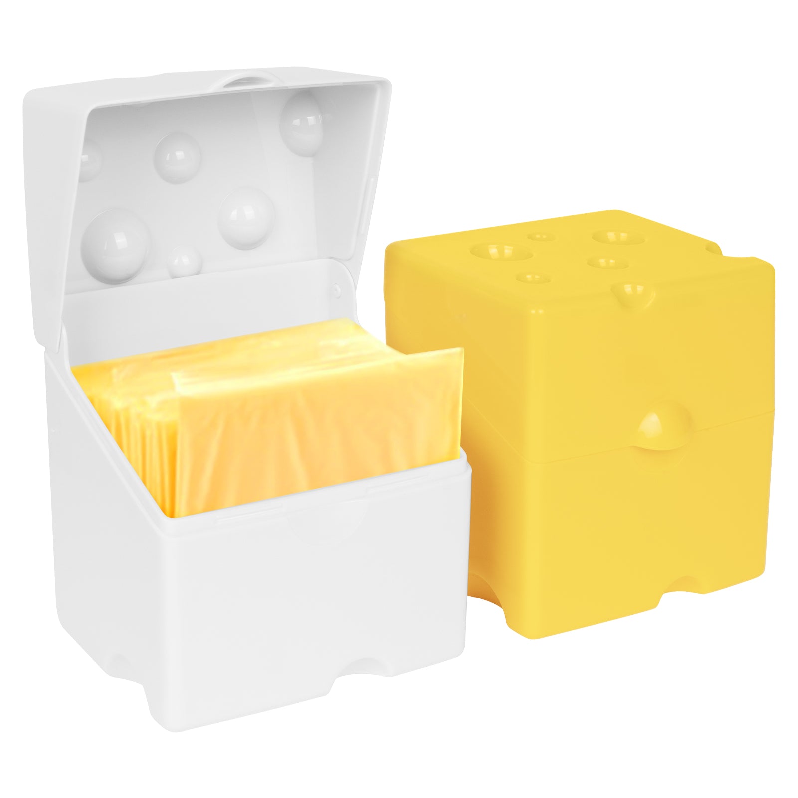 Linkidea 2 Pcs Sliced Cheese Container, ABS Plastic Cheese Holder with Flip Lids, Slice Cheese Container for Refrigerator, Fits to Keep Cheese/Butter Fresh in Fridge (Multi-Color)