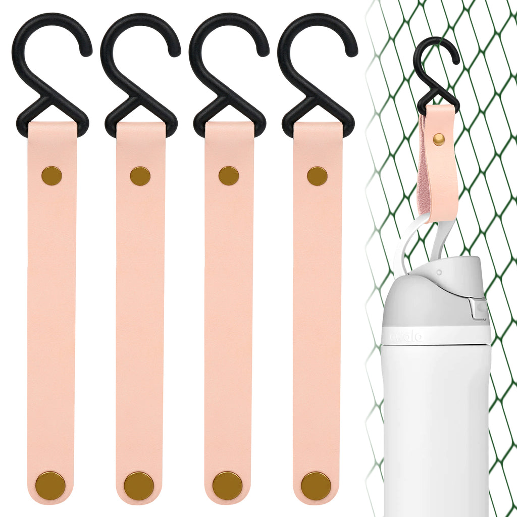 Linkidea 4 Pack Fence Hooks for Water Bottle, Hook Hanger Compatible with Owala FreeSip 24oz/32oz, Stanley Quick Flip Go 24oz, Plastic S Shaped Hooks for Outdoor Sports Camping (Pink)
