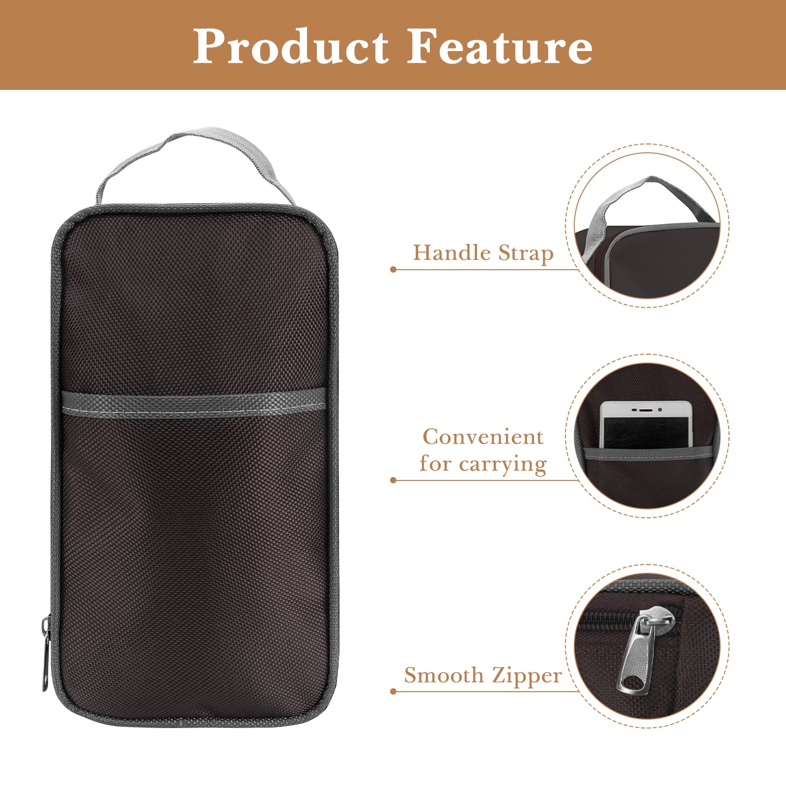 Linkidea Food Jar Insulated Bag, Thermal Jar Bag with Pocket Portable Lunch Box for Office Work Outdoor Picnic, Compatible with THERMOS 24 oz lazycozy, Bidakid (Brown)
