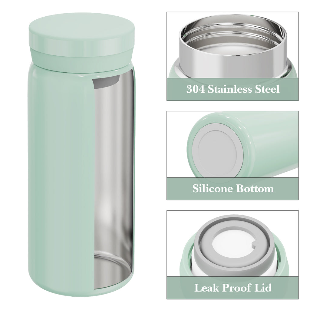 Linkidea 7oz (200ml) Mini Water Bottle, Vacuum Insulated Stainless Steel Bottle for Hot & Cold Drinks, Spill-Proof Small Bottle Fit Handbag, Purse and Pocket (Green)