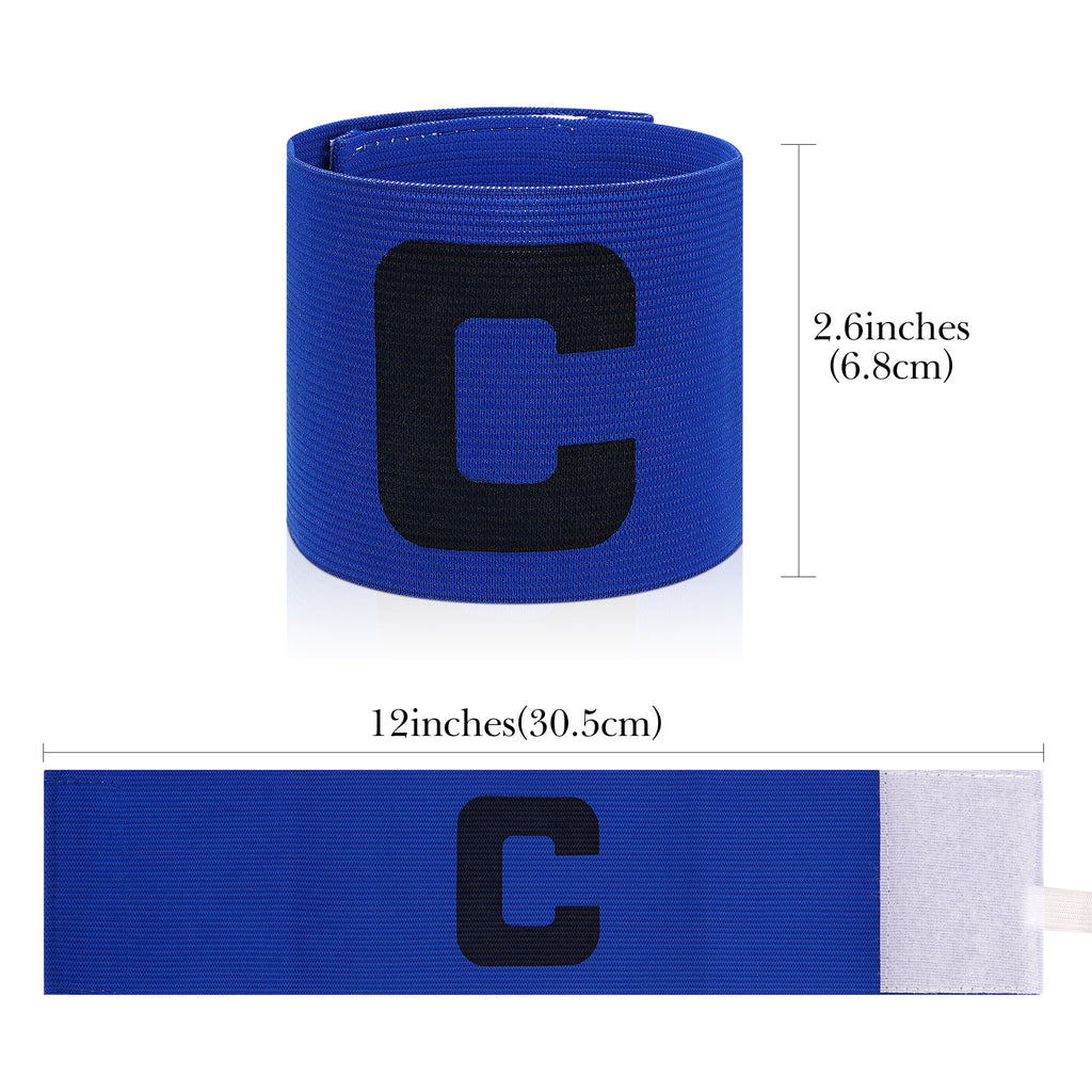 Linkidea 2 Pcs Kids Soccer Captain Armband, Breathable Nylon Arm Band, Elastic Adjustable Sports Accessories for Team Competition or Training for Age 6 - 9 (Blue & Red)