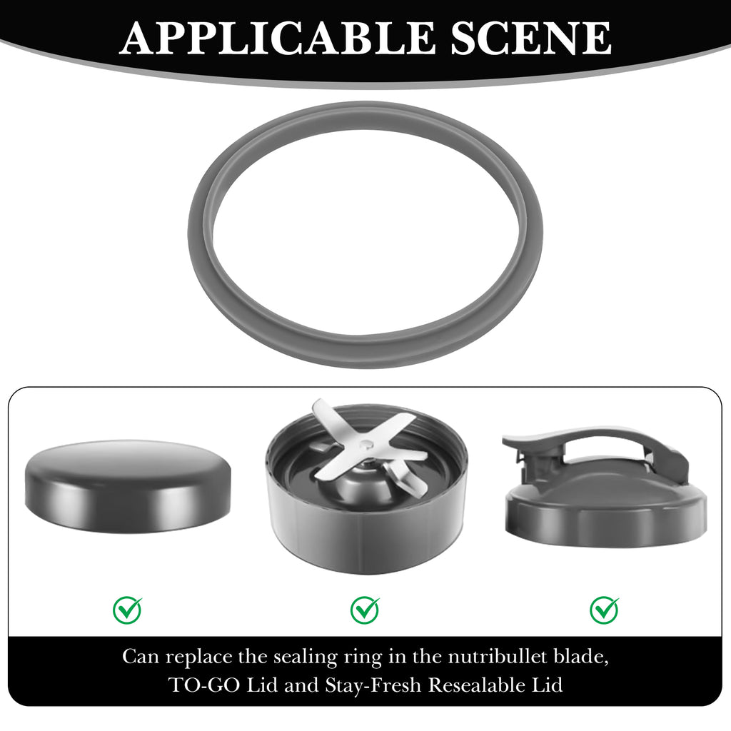 Linkidea 6 Pcs Blender Replacement Parts, Silicone Gasket Exact Fit Lid with Changing Tool, Compatible with NutriBullet Blenders 600W/900W (Grey)