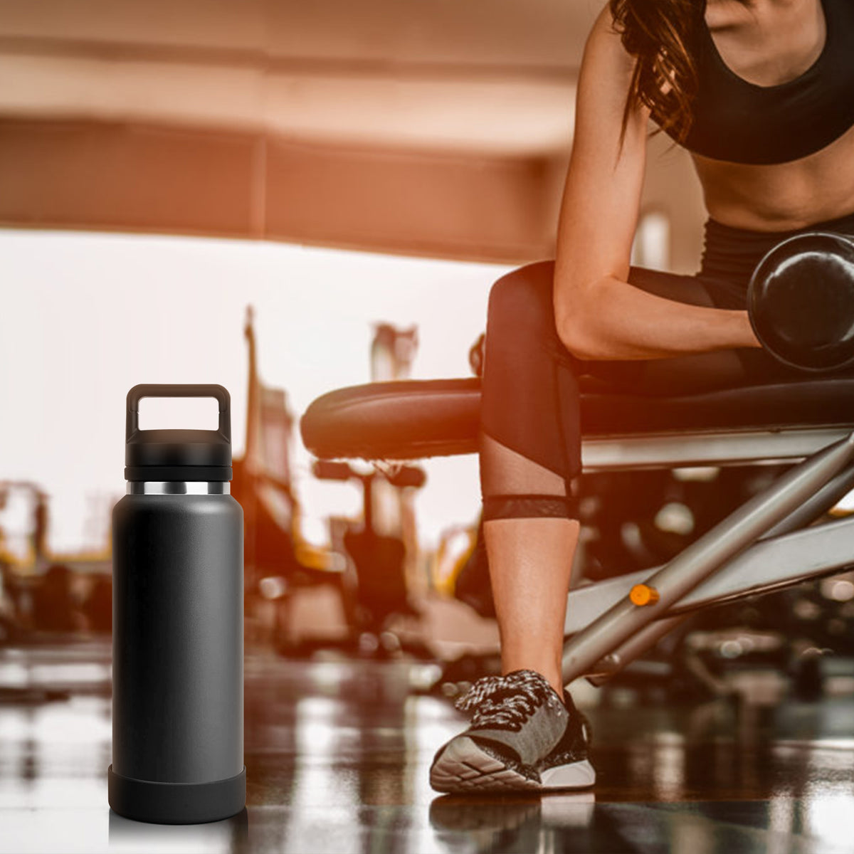 Linkidea Water Bottle Boot Compatible with YETI Rambler Bottle 36oz, Silicone Anti-Slip Water Bottle Bottom Sleeve Cover Protector, Bottle Bumper (Black / 2 Pack)